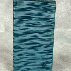Authentic Louis Vuitton Blue Epi Long Bifold Checkbook Wallet